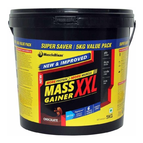 MuscleBlaze Mass Gainer XXL with Complex Carbs and Proteins in 3:1 ratio, 11 lb (Chocolate) MuscleBlaze Mass Gainer XXL with Complex Carbs and Proteins in 3:1 ratio, 11 lb (Chocolate)
