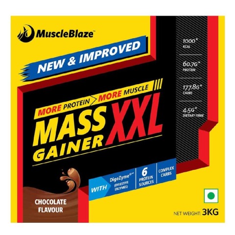 MuscleBlaze Mass Gainer XXL with Complex Carbs and Proteins in 3:1 ratio, 6.6 lb (Chocolate) MuscleBlaze Mass Gainer XXL with Complex Carbs and Proteins in 3:1 ratio, 6.6 lb (Chocolate)