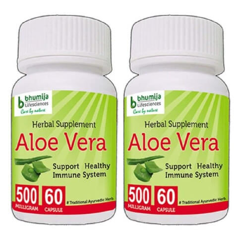 Bhumija Aloe Vera (Pack of 2), 60 capsules Bhumija Aloe Vera (Pack of 2), 60 capsules