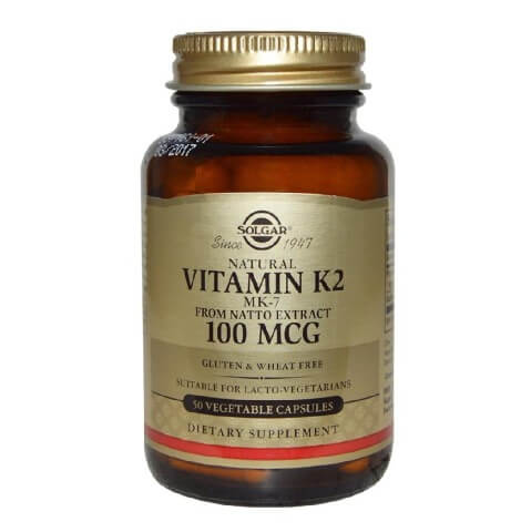 Solgar Natural Vitamin K2 (100mcg),  Unflavoured  50 veggie capsule(s) 