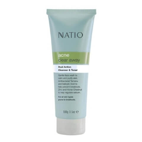 Natio Acne Clear Away Dual Action,  100 g  Cleanser & Toner 