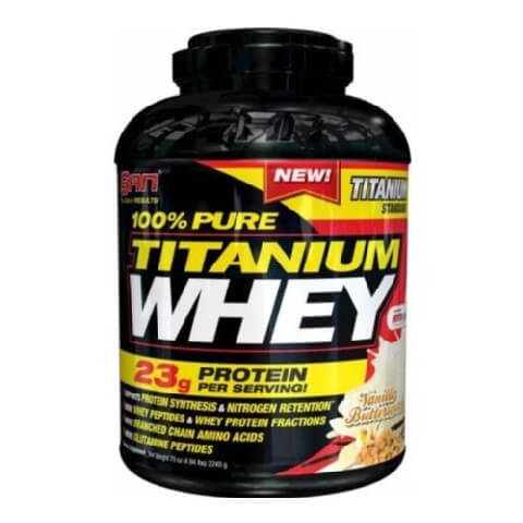 SAN 100% Pure Titanium Whey, 4.94 lb Vanilla Butterscotch SAN 100% Pure Titanium Whey, 4.94 lb Vanilla Butterscotch