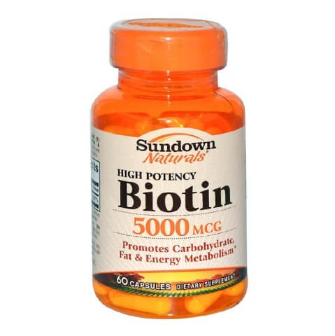 Sundown Naturals High Potency Biotin (5000 mcg),  Unflavoured  60 capsules 