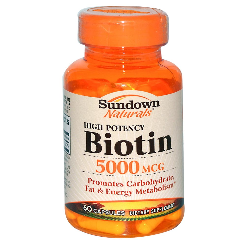 Sundown Naturals High Potency Biotin (5000 mcg),  Unflavoured  60 capsules 