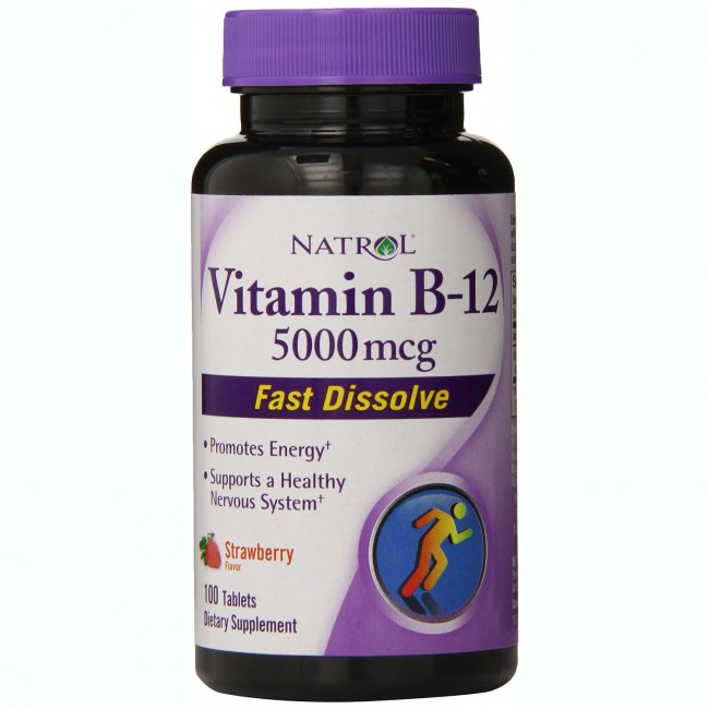 Natrol Vitamin B-12 Fast Dissolve (5000 mcg),  100 tablet(s)  Strawberry 