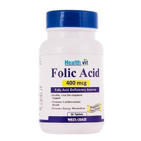 Healthvit Folic Acid (400 mcg), Unflavoured 60 tablet(s) Healthvit Folic Acid (400 mcg), Unflavoured 60 tablet(s)