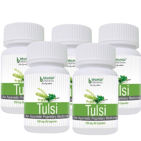 Bhumija Tulsi, 60 capsules - Pack of 5 Bhumija Tulsi, 60 capsules - Pack of 5