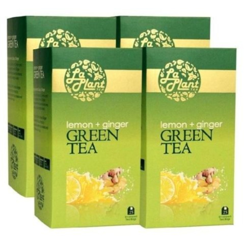 Laplant Green Tea, 25 Piece(s)/Pack Lemon & Ginger - Pack of 4 Laplant Green Tea, 25 Piece(s)/Pack Lemon & Ginger - Pack of 4