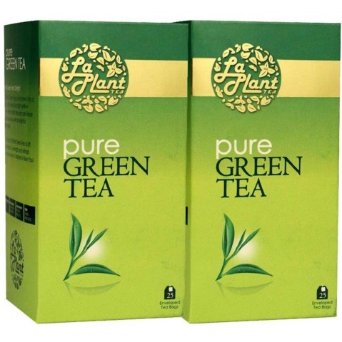 Laplant Pure Green Tea, 25 Piece(s)/Pack Unflavoured - Pack of 2
