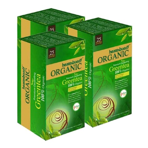 Healthbuddy 100% Organic Green teabags, 25 Piece(s)/Pack Unflavoured - Pack of 3 Healthbuddy 100% Organic Green teabags, 25 Piece(s)/Pack Unflavoured - Pack of 3