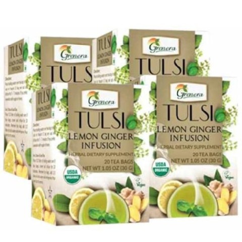 Grenera Tulsi Lemon Ginger Infusion, Tulsi,Lemon & Ginger 20 Piece(s)/Pack - Pack of 4 Grenera Tulsi Lemon Ginger Infusion, Tulsi,Lemon & Ginger 20 Piece(s)/Pack - Pack of 4