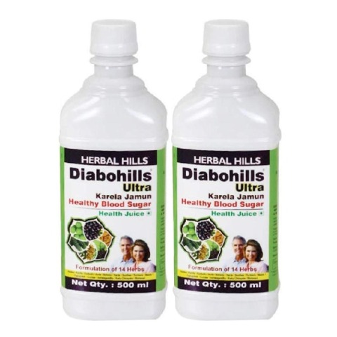 Herbal Hills Diabohills Ultra Health Juice - Pack of 2, Karela Jamun 500 ml Herbal Hills Diabohills Ultra Health Juice - Pack of 2, Karela Jamun 500 ml