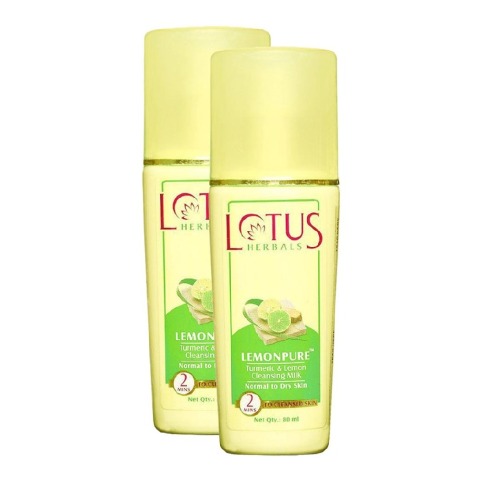 Lotus Herbals Lemonpure Cleansing Milk, 80 ml Turmeric and Lemon - Pack of 2 Lotus Herbals Lemonpure Cleansing Milk, 80 ml Turmeric and Lemon - Pack of 2