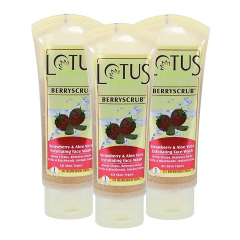 Lotus Herbals Berryscrub Face Wash, 80 g Strawberry & Aloevera - Pack of 3 Lotus Herbals Berryscrub Face Wash, 80 g Strawberry & Aloevera - Pack of 3