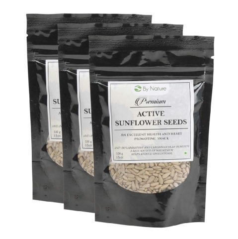 By Nature Sunflower Seeds - Pack of 3, Unflavoured 0.100 kg By Nature Sunflower Seeds - Pack of 3, Unflavoured 0.100 kg