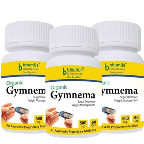 Bhumija Gymnema (500 mg) - Pack of 3, 60 capsules Bhumija Gymnema (500 mg) - Pack of 3, 60 capsules