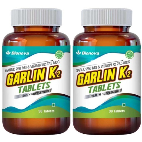 Bionova Garlin K2 - Pack of 2 Unflavoured 30 tablet(s) Bionova Garlin K2 - Pack of 2 Unflavoured 30 tablet(s)