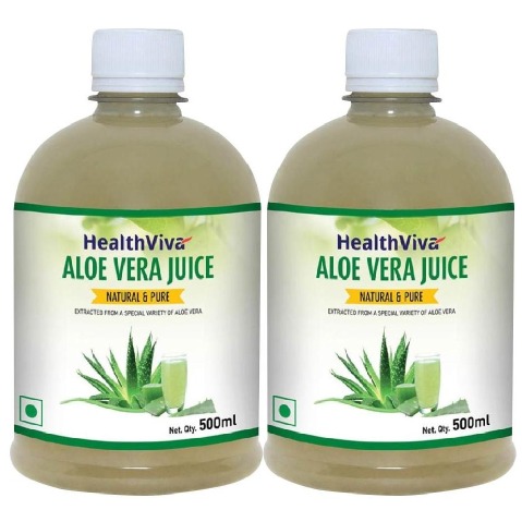HealthViva Aloe Vera Juice, Unflavoured 0.5 L - Pack of 2 HealthViva Aloe Vera Juice, Unflavoured 0.5 L - Pack of 2