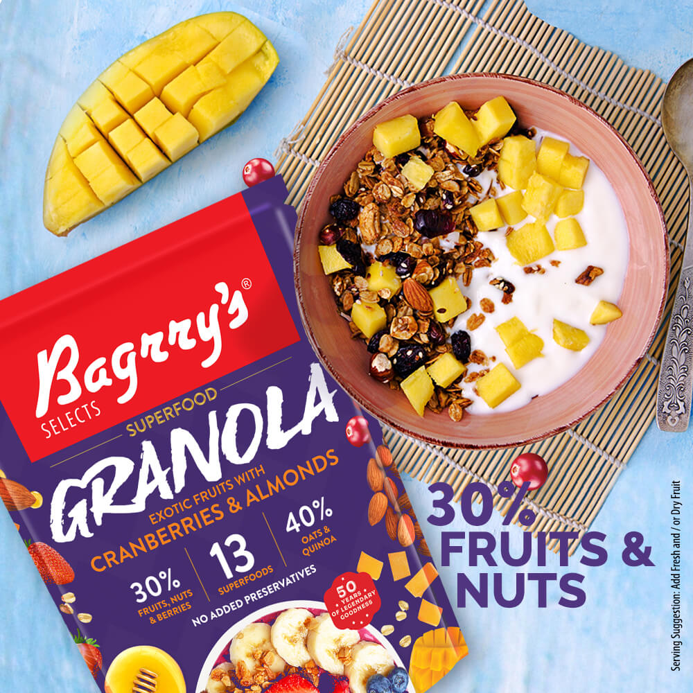 4 - Bagrrys Granola,  Exotic Fruits with Cranberries & Almonds  400 g 