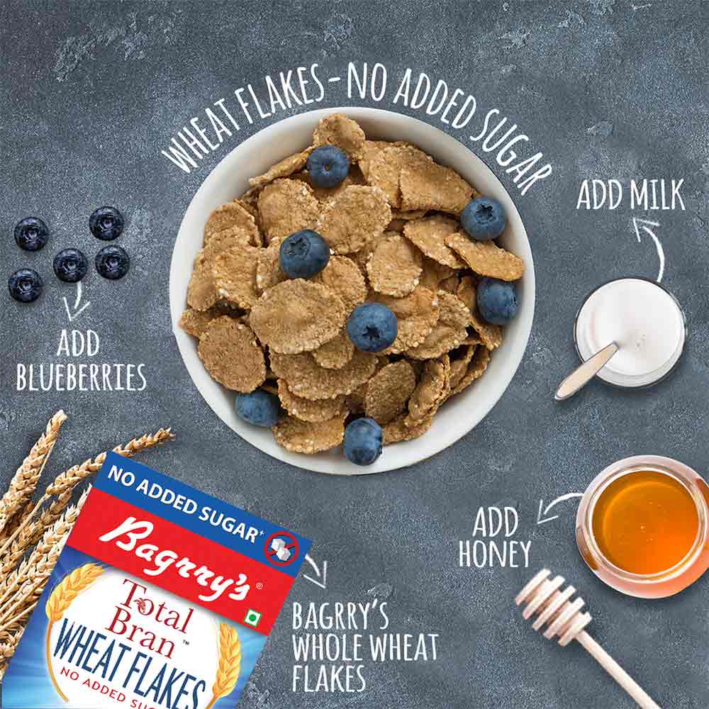 4 - Bagrrys Total Bran Wheat Flakes,  500 g  No Added Sugar 