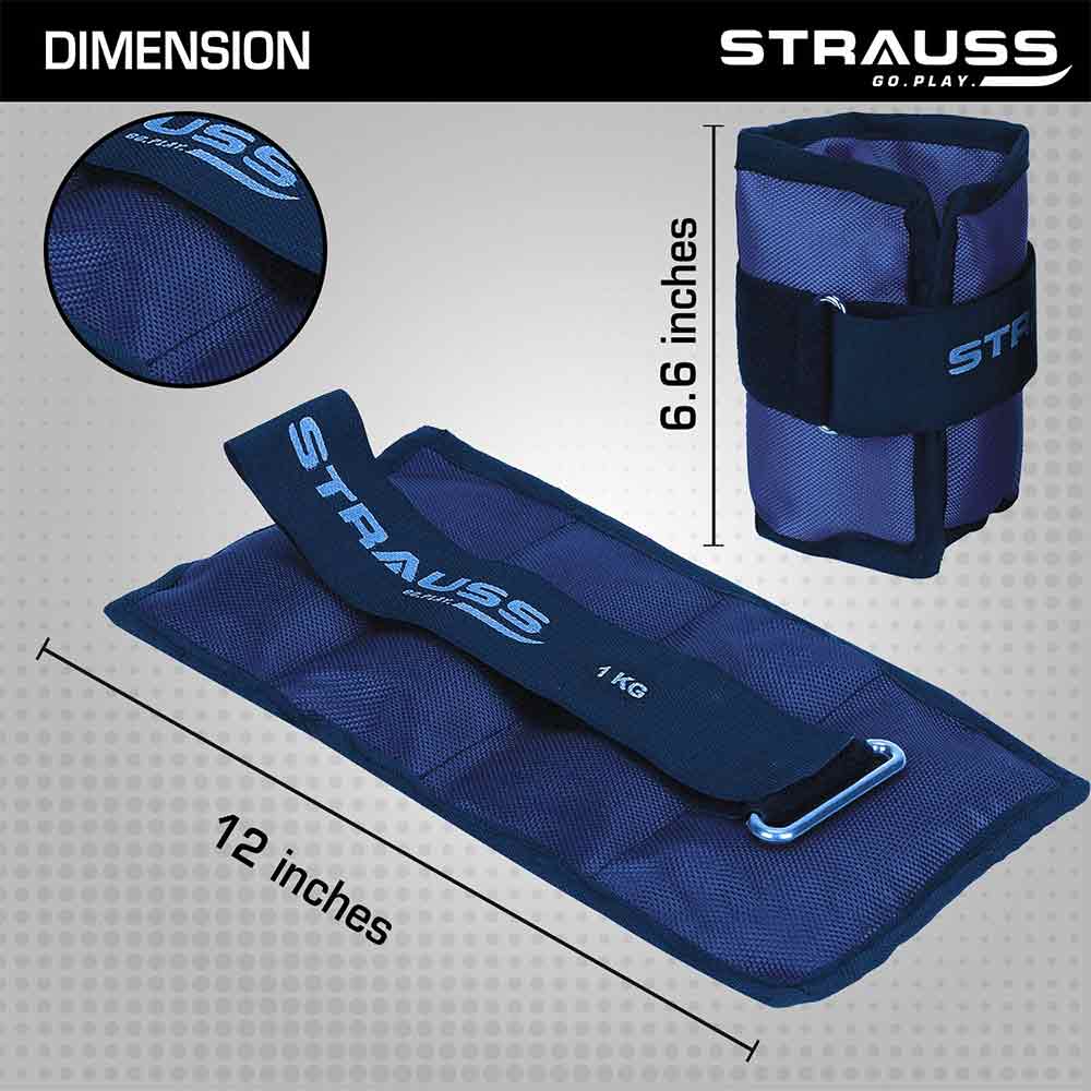 4 - Strauss Ankle Weight (Pair),  Blue  1 kg 