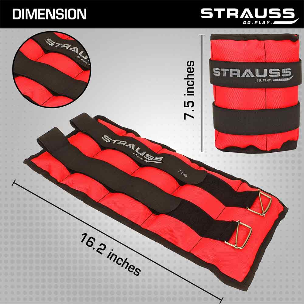 4 - Strauss Ankle Weight (Pair),  Red  2 kg 
