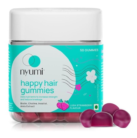 1 - Nyumi Happy Hair,  50 gummies  Lush Strawberry 