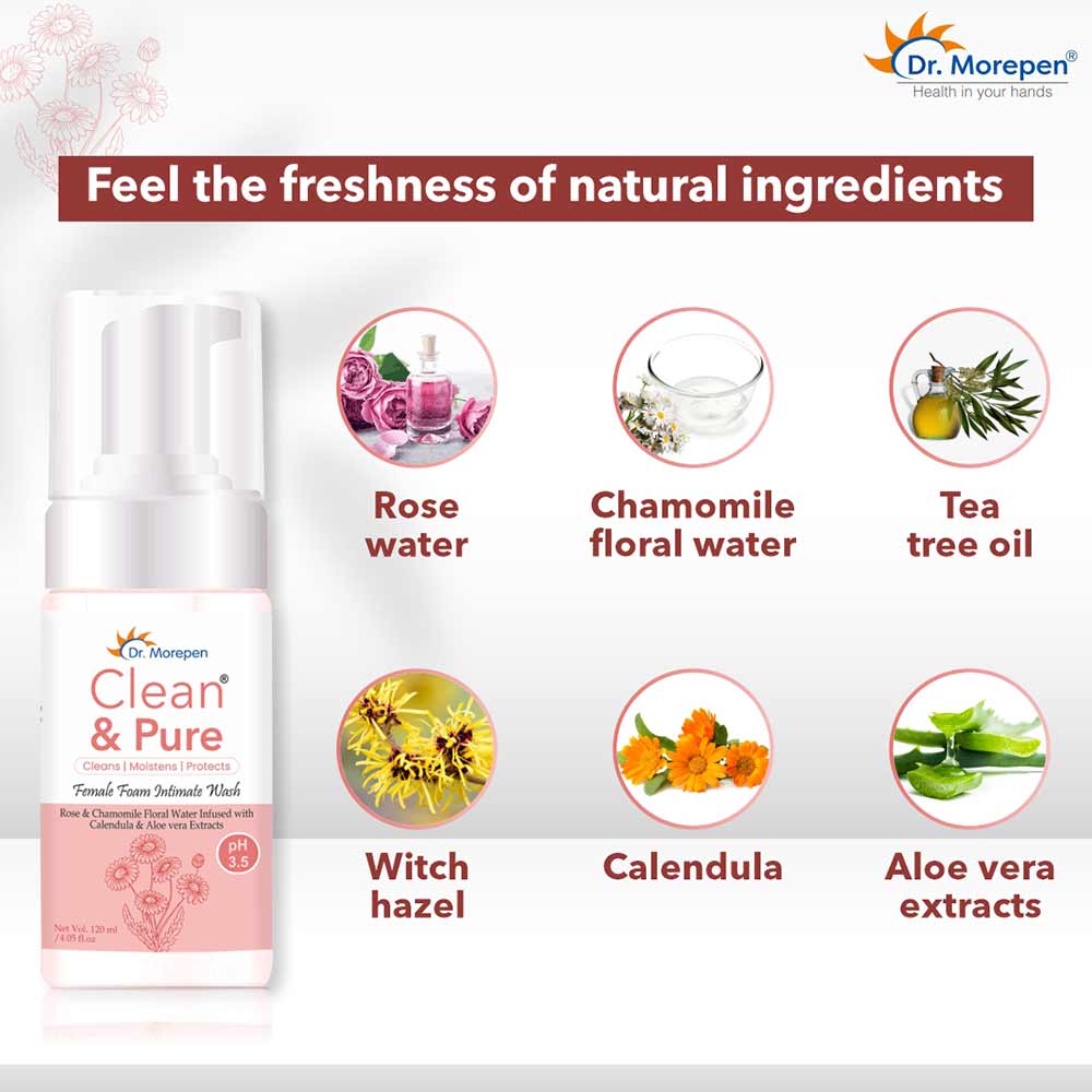 9 - Dr. Morepen Clean & Pure Female Foam Intimate Wash,  for Women  120 ml 