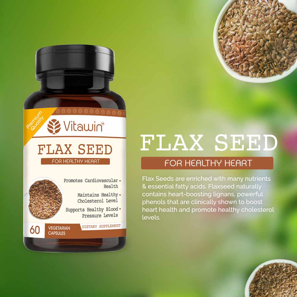 3 - VITAWIN Flax Seed for Healthy Heart (500 mg),  60 capsules 