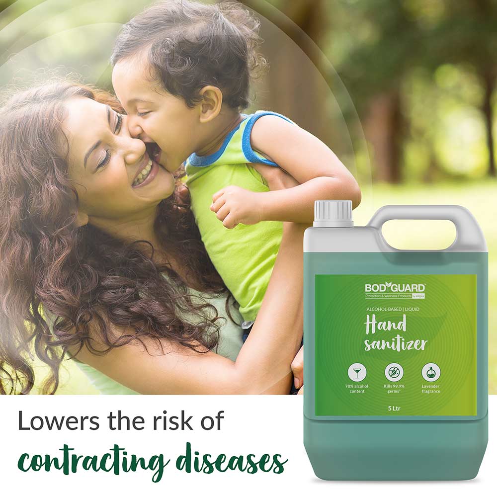 7 - BodyGuard Alcohol Based Liquid Hand Sanitizer,  Lavender  5 L  Kills 99.9% of Germs 