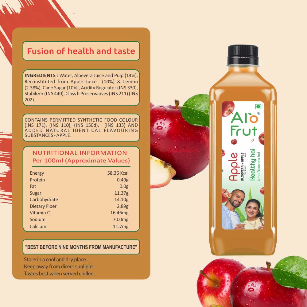 2 - Alo Frut Apple Aloevera Juice,  0.200 L  Apple (Pack of 5) 
