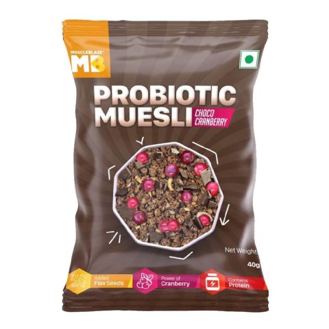 MuscleBlaze Probiotic Muesli, 40 g Choco Cranberry