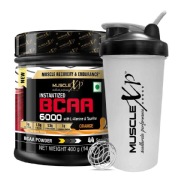 MuscleXP Instantized BCAA 6000 with L Alanine Taurine, 0.88 lb 44 Servings Orange+Shaker