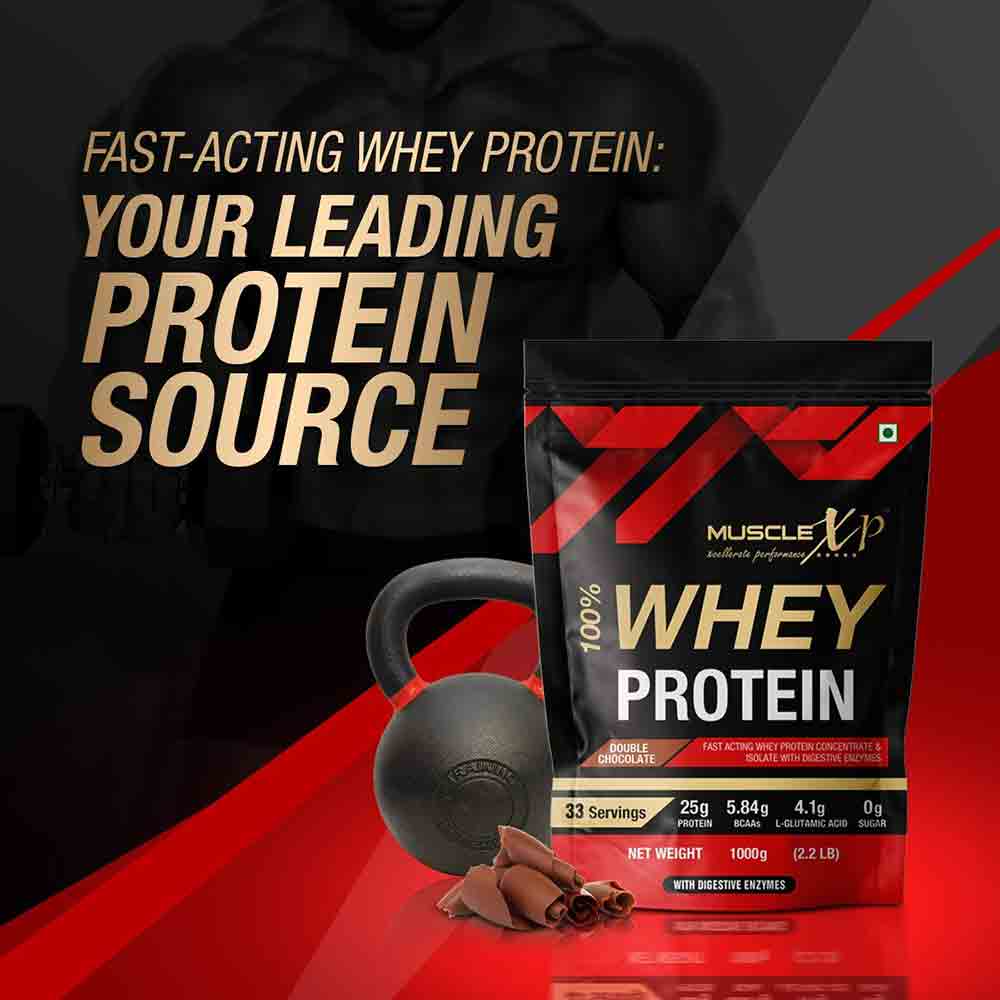 5 - MuscleXP 100% Whey Protein with Digestive Enzyme,  2.2 lb  Double Chocolate Pack of 2 