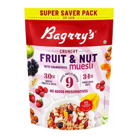 1 - Bagrrys Crunchy Muesli Fruit & Nut with Cranberries,  750 g  Unflavoured 