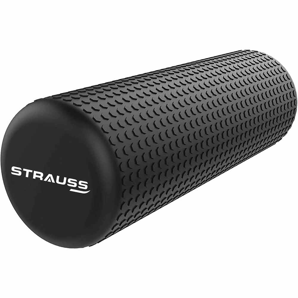 1 - Strauss Standard Yoga Massage Eva Foam Roller,  Black  45cm 