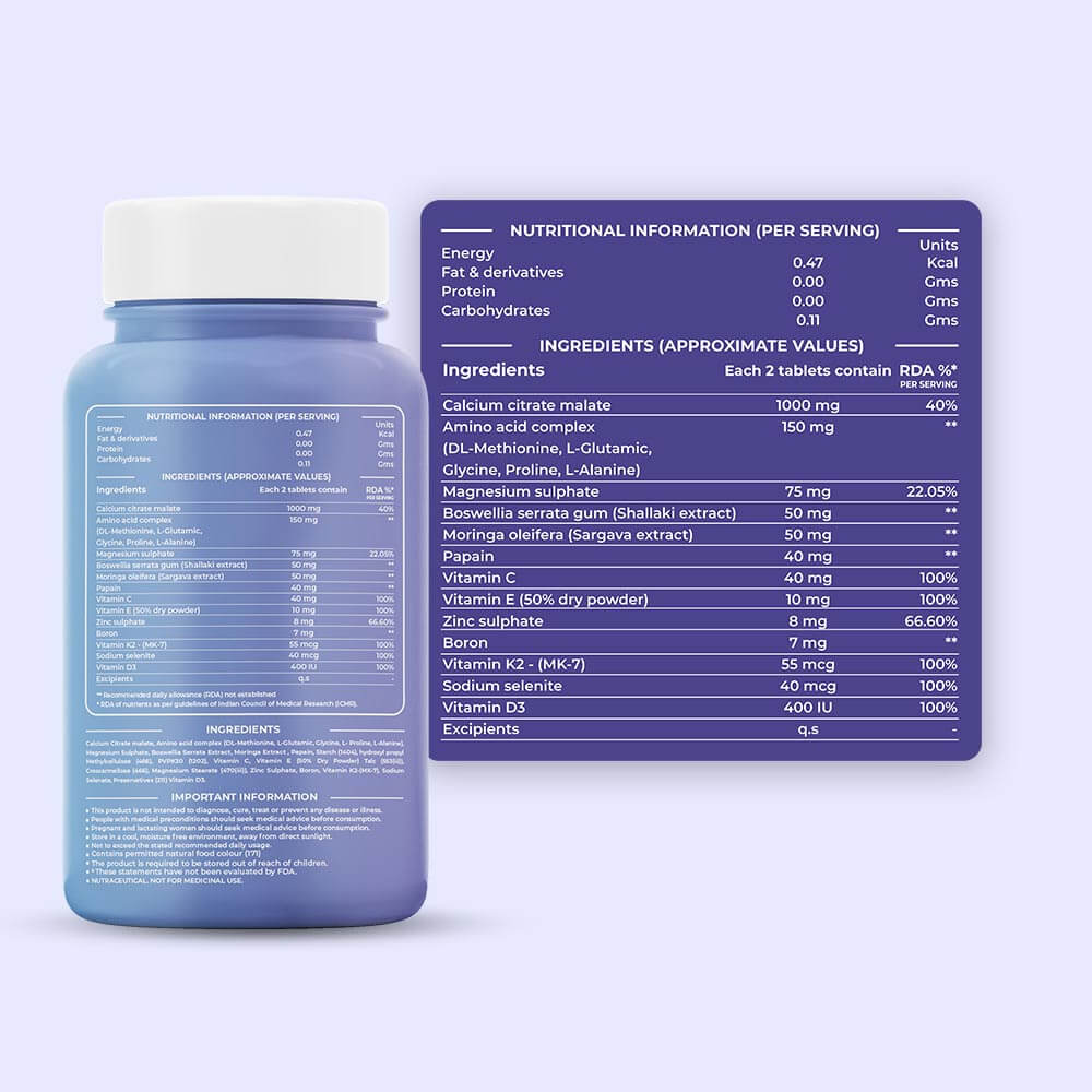 2 - exerFIT Calcium D3 1000 mg Calcium Citrate Malate (most bioactive form) 400 IU Vitamin D3 Bone Health Formula,  60 tablet(s)  Unflavoured 