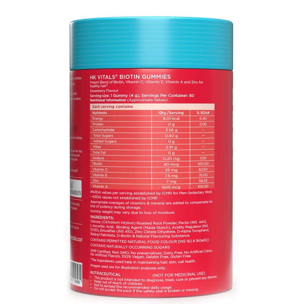 5 - HealthKart HK Vital Biotin OP,  60 gummies  Strawberry 