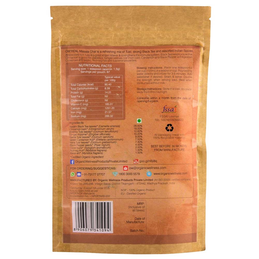 2 - Organic Wellness OW'Real Masala Chai,  Unflavoured (With zipper pack)  0.100 kg 