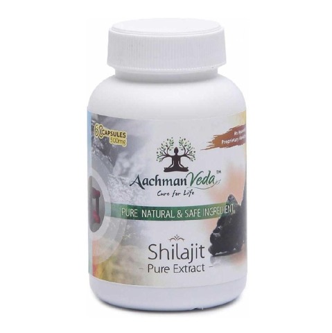 1 - Aachman Veda Shilajit 500 mg,  60 capsules 