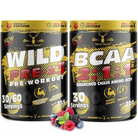 1 - Wild Buck Wild Pre-x3 & BCAA 2:1:1 Combo,  2 Piece(s)/Pack  Wild Berries 