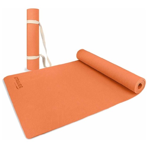 1 - Strauss Anti Skid EVA Yoga Mat with Carry Strap,  Orange  6mm 