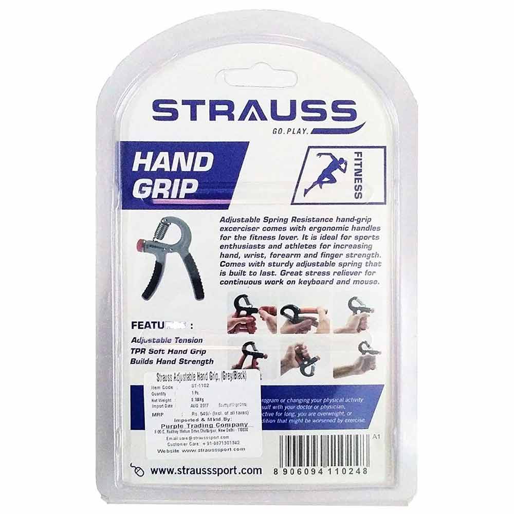 7 - Strauss Adjustable Hand Grip Strengthener,  Grey and Black 