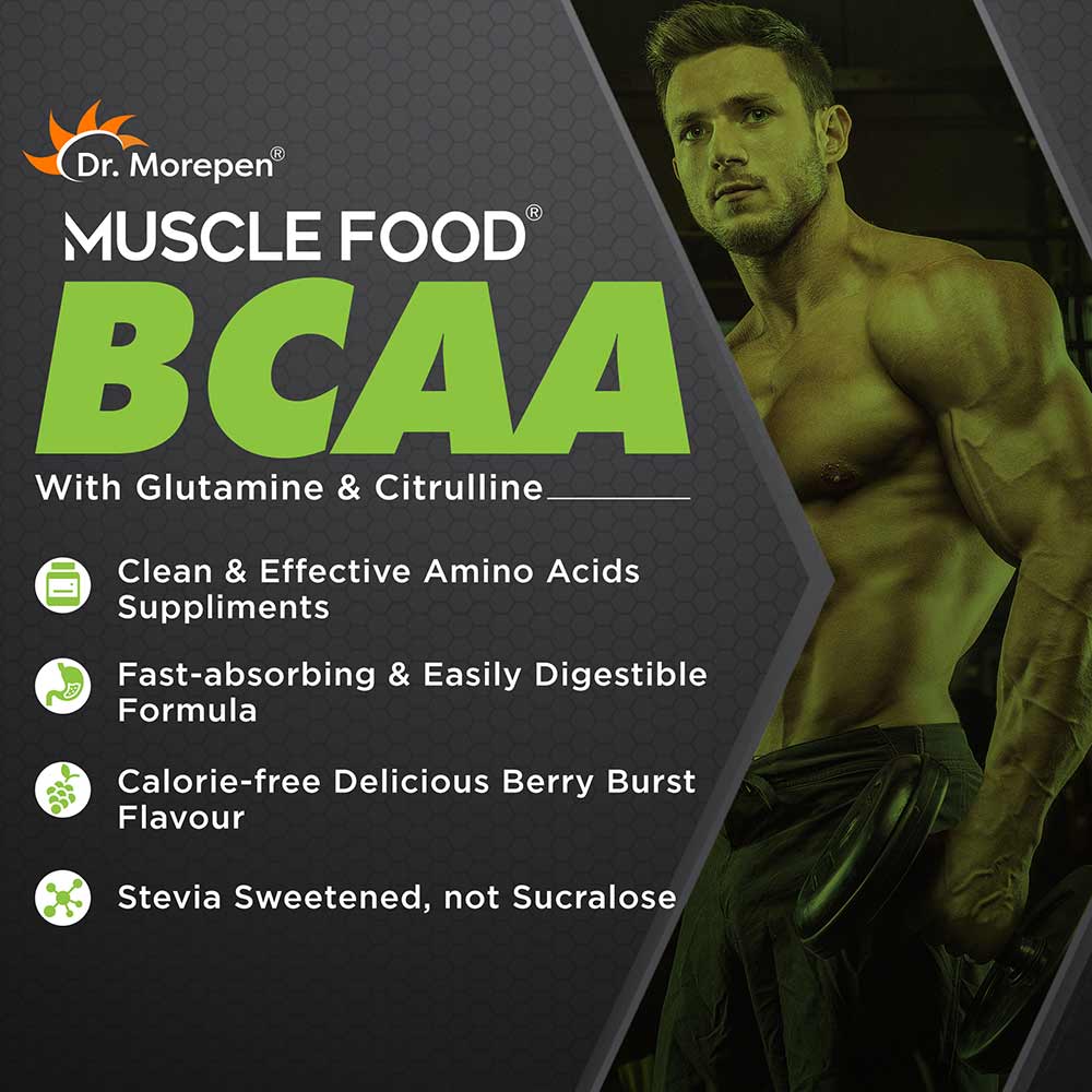5 - Dr. Morepen Muscle Food BCAA,  0.55 lb  25 Servings  Pineapple Play 