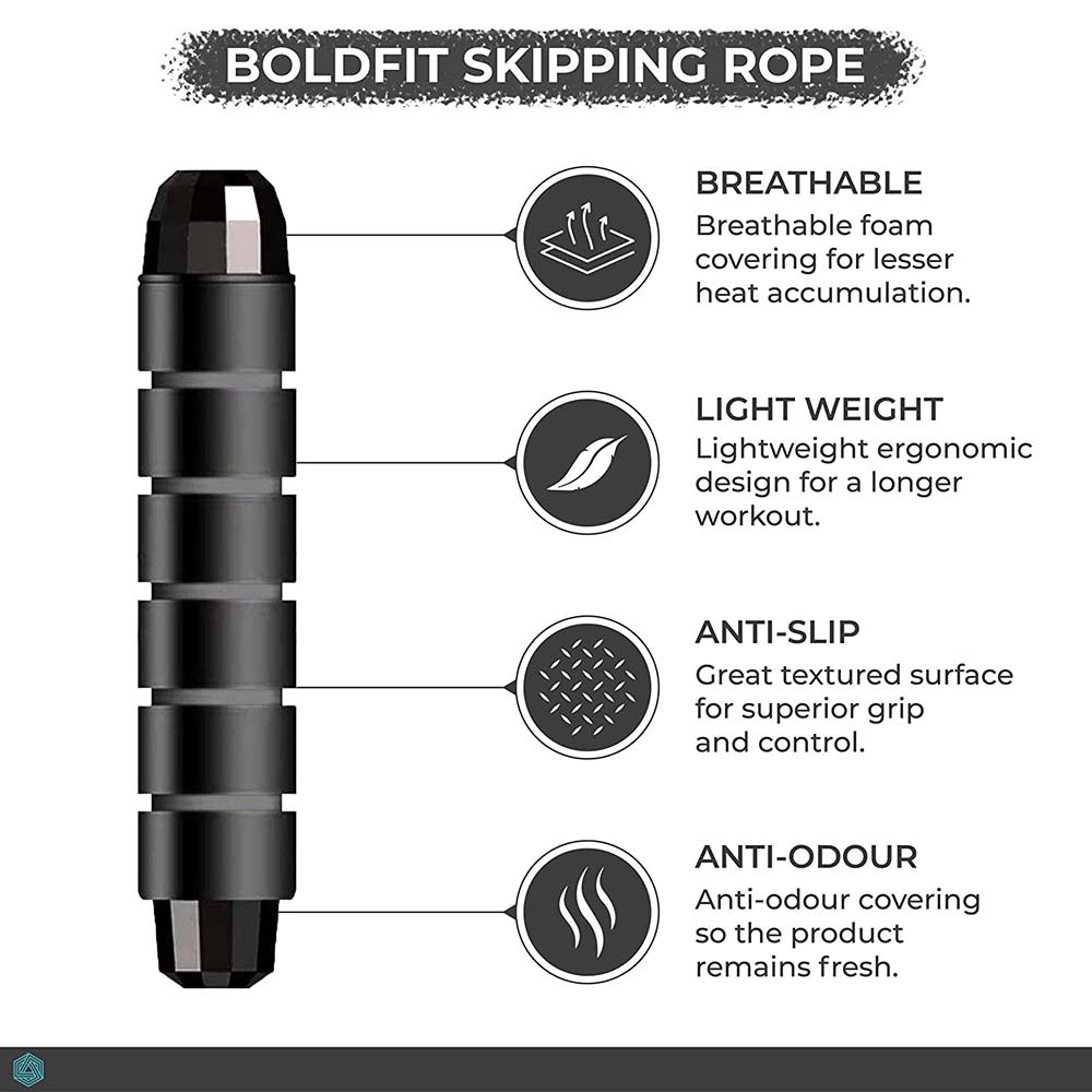 3 - Boldfit Skipping Rope,  Black  Free Size 
