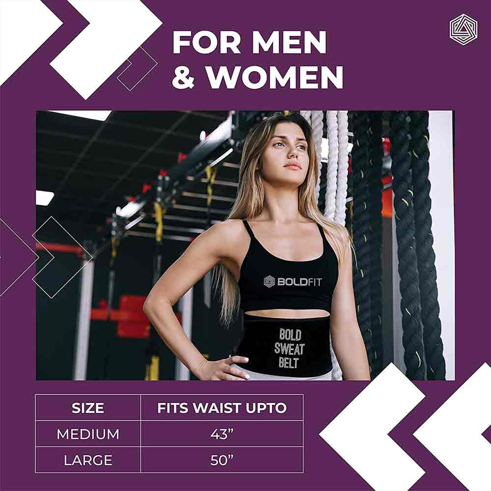 2 - Boldfit Sweat Belt,  Black  Large (fits Up To 50 Inch) 