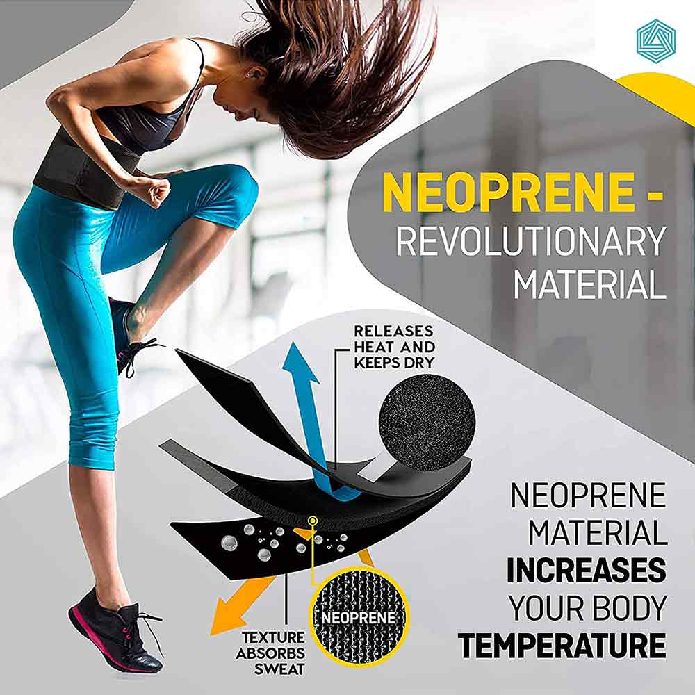 7 - Boldfit Sweat Belt,  Black  Large (fits Up To 50 Inch) 