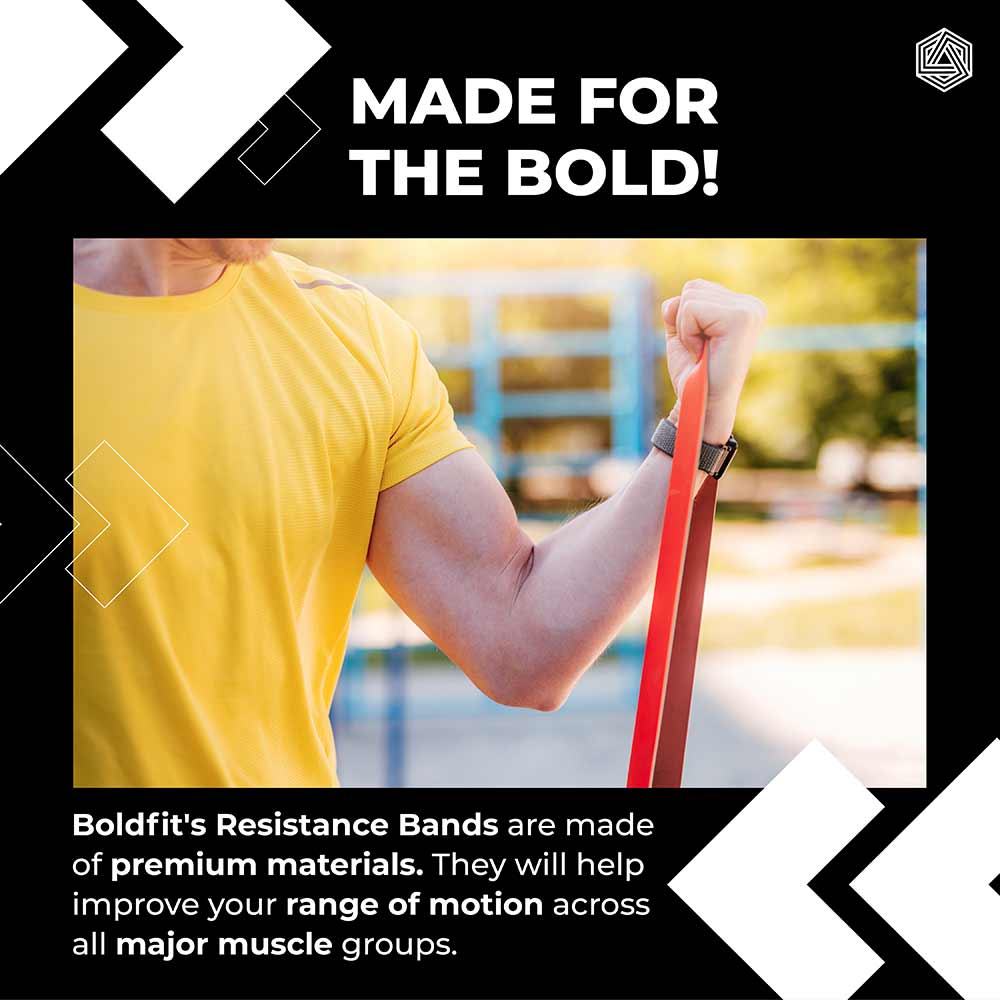 3 - Boldfit Heavy Resistance Band,  Yellow Red Black (Pack Of 3)  Medium 