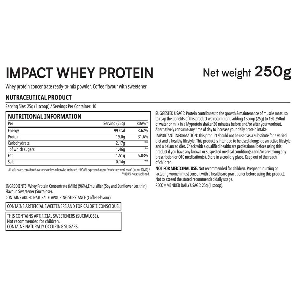 1 - Myprotein Impact Whey Protein,  0.55 lb  Coffee 