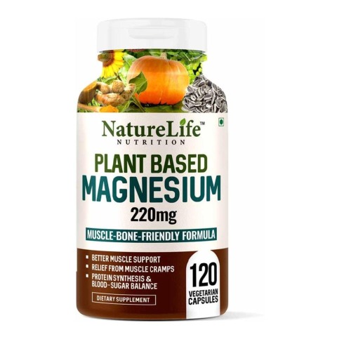 1 - NatureLife Nutrition Plant Based Magnesium 220mg, Unflavoured 120 capsules